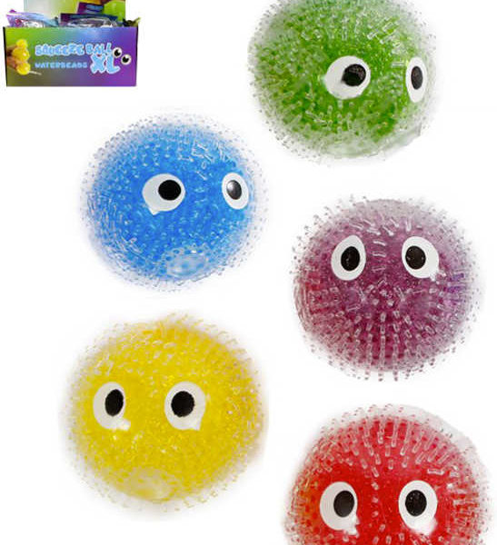 Míček strečový velké oči 10cm balonek s bodlinkami plast 6 barev